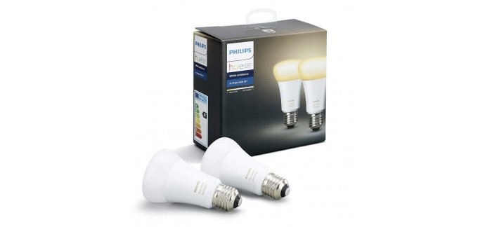 Amazon: [Prime] Kit de démarrage Philips Hue 2 ampoules White Ambiance E27 + pont de connexion à 59,99€