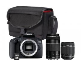 Darty: Appareil photo CANON EOS 2000D+EF-S 18-55 IS II+EF 75-300 F/4-5,6 III - sac- carte mémoire à 449.99€