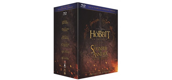 Amazon: Le Hobbit et le Seigneur des Anneaux, Les Trilogies - Versions Longues - Coffret à 49,18€