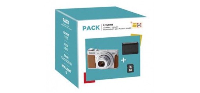 Fnac: Pack Fnac Compact Canon PowerShot G9X Mark II Argent + Etui + Carte SD 16 Go à 329.99€