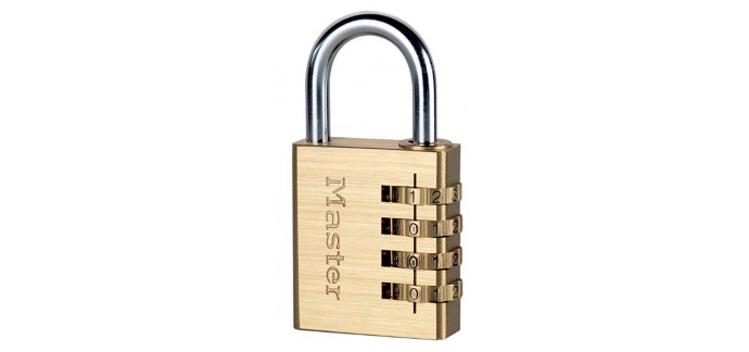Amazon: Cadenas à combinaison Master Lock 604EURD aluminium finition laiton 40 mm Anse 26 mm à 9.84€