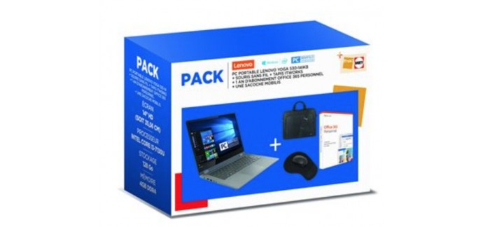 Fnac: Pack Fnac PC Ultra-Portable Lenovo Yoga 530-14IKB 81EK00LBFR 14" à 403.99€ au lieu de 509.99€