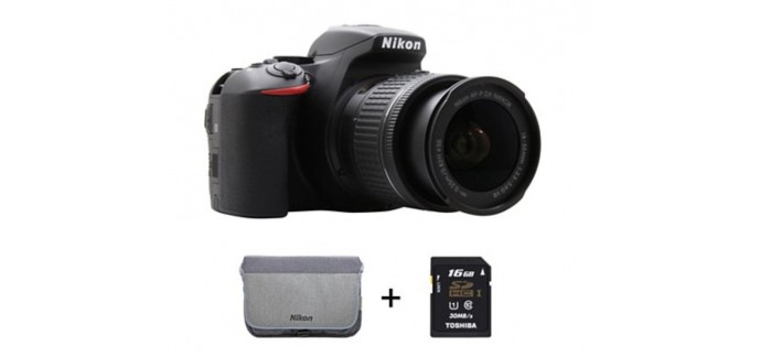 Boulanger: Appareil photo Reflex Nikon D5600 + AF-P 18-55 VR + 16Go + sac à 699€ au lieu de 799€