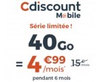 Cdiscount Mobile: Forfait Mobile avec Appels, SMS & MMS illimités + 40Go d'Internet à 4,99€/mois pendant 6 mois