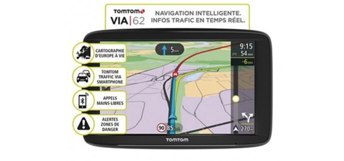Boulanger: GPS Tomtom Via 62 Europe 23 pays à 149.99€ au lieu de 199.99€