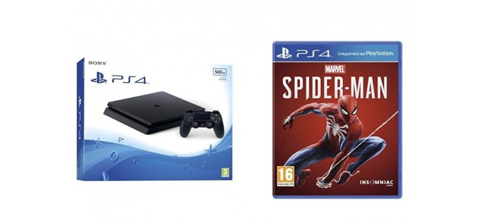 Amazon: Console PS4 Slim 500 Go F noir + le jeu Marvel's Spider-Man à 249,99€