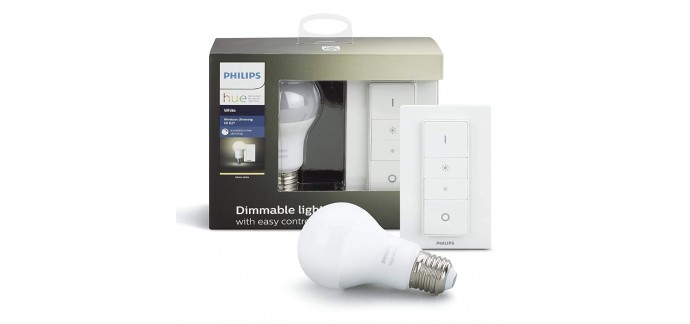 Amazon: Kit 1 ampoule Philips Hue White + 1 interrupteur sans fil intelligent à 24,90€