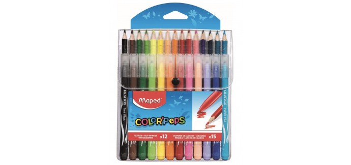Amazon: 15 crayons de couleur + 12 Feutres Lavables couleurs vives Maped à 3,95€