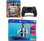 Cdiscount: Pack PS4 1 To Noire + 2 Jeux : FIFA 19 + GTA V + 2ème manette DualShock 4 V2 Noire à 309.99€