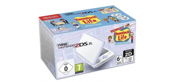 Cdiscount: Console New Nintendo 2DS XL Blanc/Lavande & Tomodachi Life Préinstallé à 134,99€