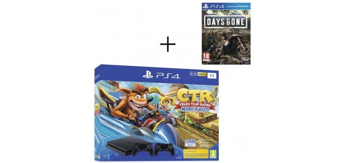 Cdiscount: Pack PS4 1 To Noire + Crash Team Racing  + 2ème manette DualShock 4 Noire V2 + Days Gone à 299.99€