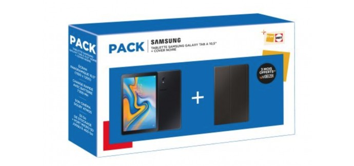 Fnac: Pack Fnac Tablette Samsung Galaxy Tab A 10.5" 32 Go WiFi Noir + Etui Noir à 279.99€