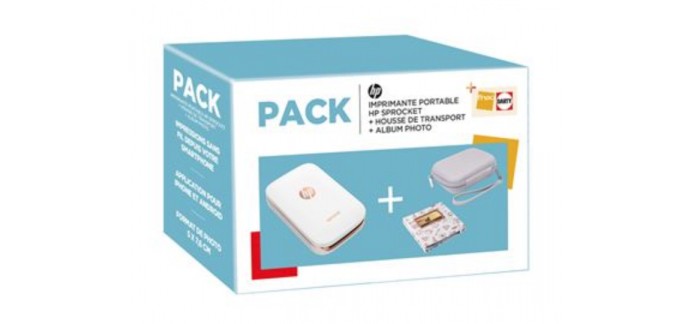 Fnac: Pack Imprimante Photo HP Sprocket + Album + Housse à 99.99€ au lieu de 179.99€