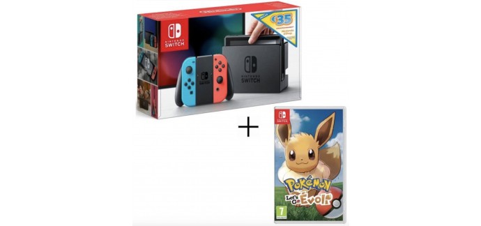 Amazon: Console Nintendo Switch Néon + code 35€ Nintendo eShop + Pokémon Let's Go Evoli à 299,99€