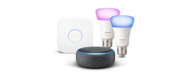 Amazon: Nouvel Echo Dot (3ème génération), Tissu anthracite + Kit de démarrage Philips Hue White & Color