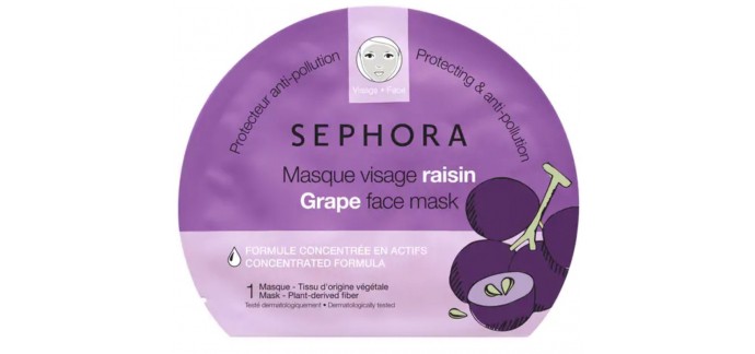 Sephora: Masque visage Sephora Collection raisin protecteur anti-pollution à 1,99€ au lieu de 3,99€