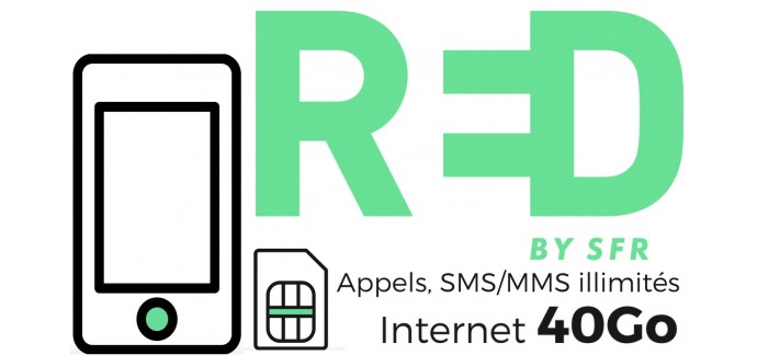 RED by SFR: Forfait mobile Appels, SMS/MMS illimités + 40 Go d'Internet + 6 Go en Europe à 10€/mois à vie