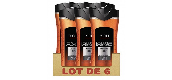 Amazon: Lot de 6 Gels Douche Axe You Energised 250ml à 17,18€