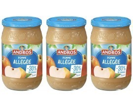Amazon: Lot de 3 pots de compote de Pomme Allégée 730 g ANDROS à 2,99€