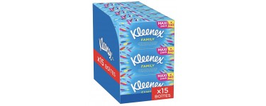 Amazon: Pack de 15 boites de 140 mouchoirs Kleenex Family à 22,46€