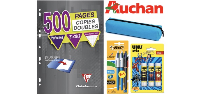 Auchan: 5€ de réduction dès 50€ d'achat sur une sélection de fournitures scolaires