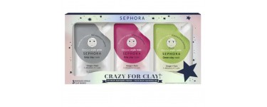 Sephora: Lot de 3 masques argile Crazy For Clay Sephora Collection à 8,40€