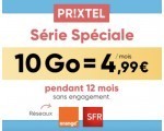 Prixtel: Forfait mobile 10Go pour 4,99€/mois pendant 12 mois réseau Orange ou SFR