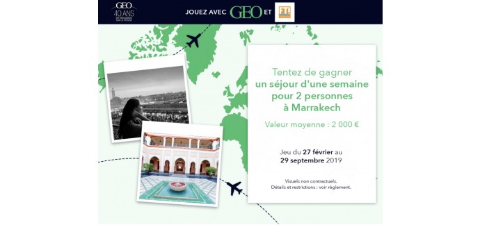 GEO: Un voyage pour deux personnes à Marrakech à gagner