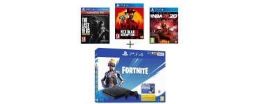 Cdiscount: Pack PS4 500 Go Noire + 4 jeux The Last Of Us, Red Dead Redemption, NBA 2K20 et Fortnite à 299,99€