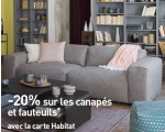 Habitat: 20% de réduction sur les canapés et fauteuils avec la carte Habitat
