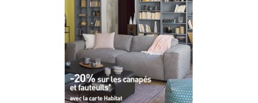 Habitat: 20% de réduction sur les canapés et fauteuils avec la carte Habitat