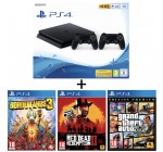 Auchan: Console PS4 1To + 2 manettes + Red Dead Redemption 2 + GTA 5: Edition Premium Online + Borderlands 3