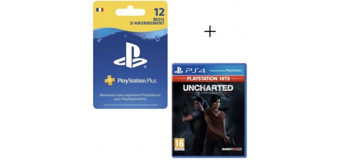 Cdiscount: Uncharted : The Lost Legacy Playstation Hits sur PS4 + Abonnement 12 Mois PlayStation Plus à 59,90€