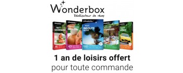 Wonderbox: 1 an de loisirs offert (12 activités par an) pour toute commande
