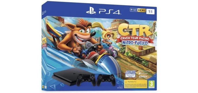 Cdiscount: Pack PS4 1 To Noire + Crash Team Racing + 2e manette DualShock 4 à 279,99€