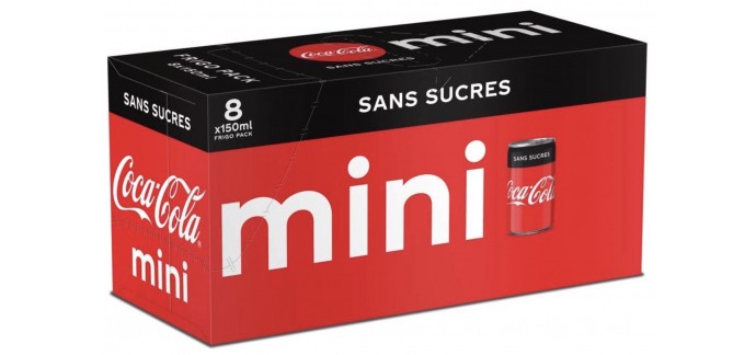 Amazon: Lot de 8 mini canettes de Coca-Cola Zero Sucres 15cl à 2,89€