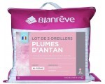 Amazon: Lot de 2 oreillers 60x60cm D'ANTAN Blanrêve - Naturels - Plume - Mi ferme à 19,49€