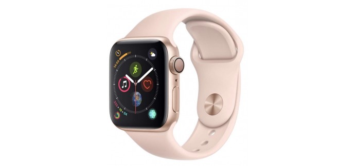 Amazon: Apple Watch Series 4 GPS 40mm - boîtier en Aluminium Or et bracelet Sport Rose des Sables à 363,33€