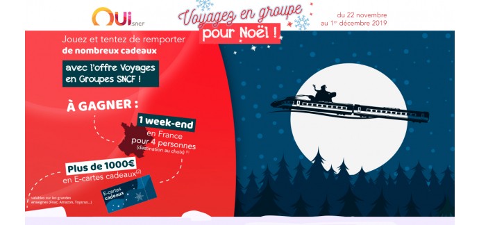 SNCF Connect: Un week-end en France pour 4 personnes, 36 e-cartes cadeaux