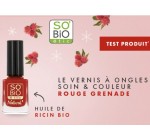 SO'Bio étic: Le vernis à ongles Soin & Couleur Rouge Grenade à tester gratuitement