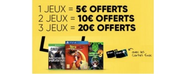 Fnac: [Adhérents] 5€ offerts pour l'achat d'un jeu vidéo PS4, Xbox One ou Switch, 10€ pour 2 ou 20€ pour 3