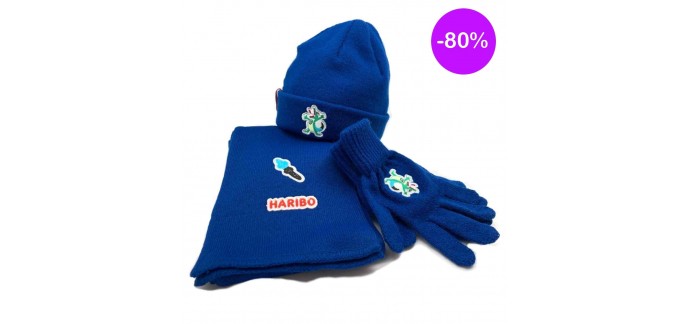 Haribo: Kit trio :  Bonnet + écharpe + gants Haribo à 2€