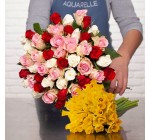 Aquarelle: 40 roses au prix de 30 + 30 jonquilles offertes