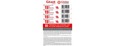Géant Casino: 15€ cagnottés dès 50€ d'achats dans tous les Géant Casino & Casino Supermarchés