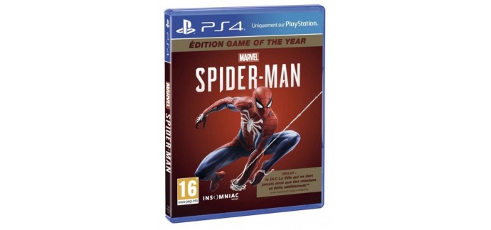 Amazon: Jeu Marvel's Spider-Man édition GOTY sur PS4 à 27,99€