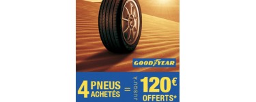 Norauto: Jusqu'à 120€ offerts en bon d'achat pour l'achat de 4 pneus Goodyear ou Dunlop