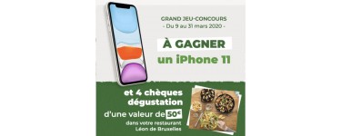 Léon de Bruxelles: 1 smartphone iPhone 11 64Go et 5 déjeuners dans un restaurant Léon de Bruxelles à gagner
