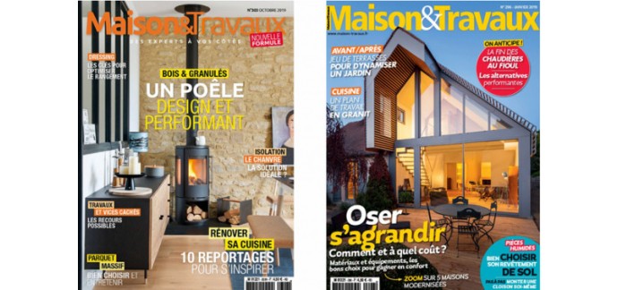 Kiosque FAE: Abonnement d'un an au magazine Maison et Travaux pour 16,90€