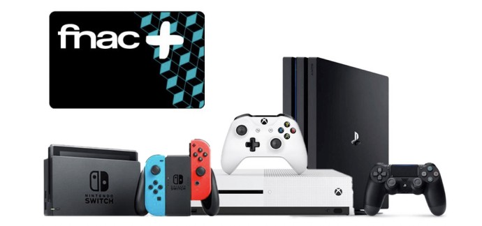 Fnac: Carte Fnac+ offerte pour l'achat d'une console de jeu PS4, Nintendo Switch ou Xbox One
