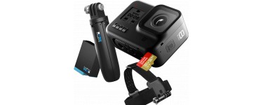 GoPro: Caméra GoPro HERO8 Black + poignée + bandeau frontal + carte SD 32Go + 2e batterie à 379,99€